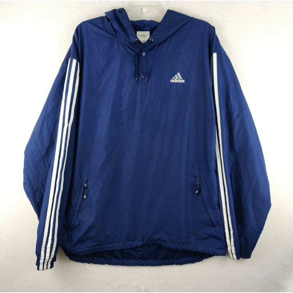 Adidas Adult Hoodie Windbreaker Vented Jacket Blue Large